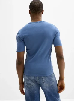 Stretch jersey Henley T-shirt