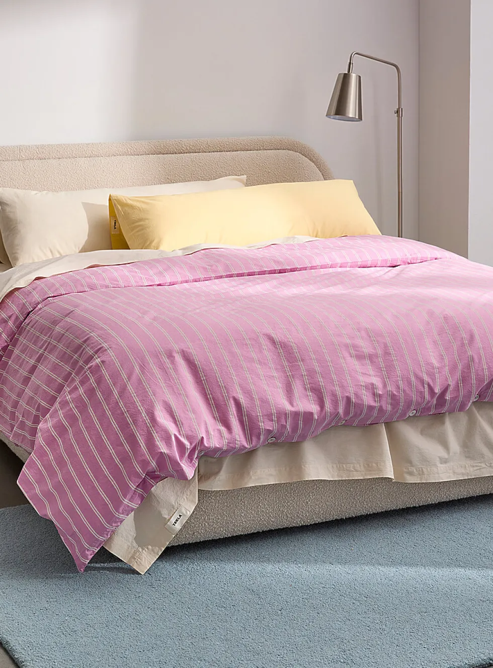 Striped 100% organic cotton percale duvet cover