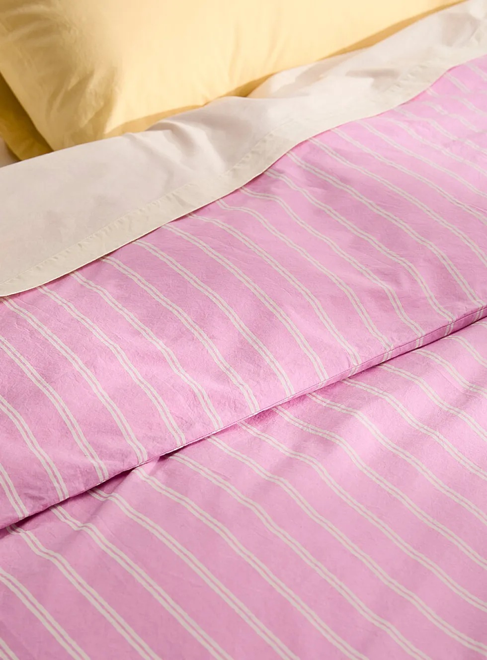 Striped 100% organic cotton percale duvet cover