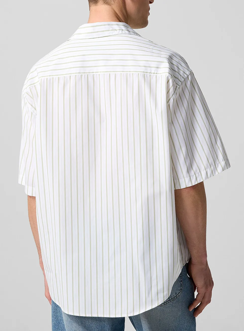 Striped cabana shirt with embossed logo