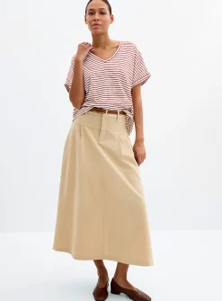 Striped cap-sleeve organic cotton T-shirt