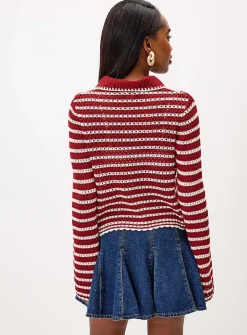 Striped crocheted cardigan