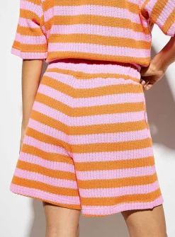 Striped drawcord-waist knit short