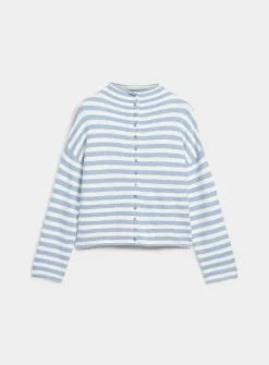 Striped funnel neck cardigan