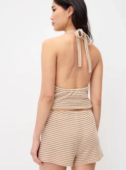 Striped knit mini short
