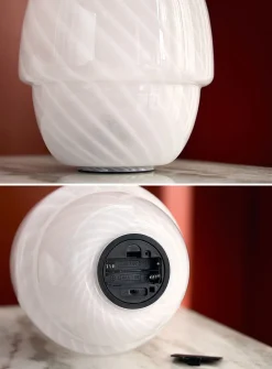 Striped large portable mushroom lamp