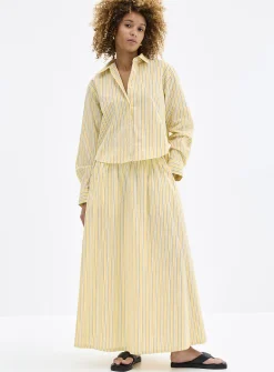 Striped lightweight poplin maxi skirt