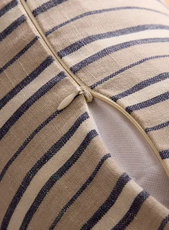 Striped linen-blend removable-cover cushion