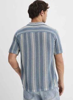 Striped pointelle knit shirt