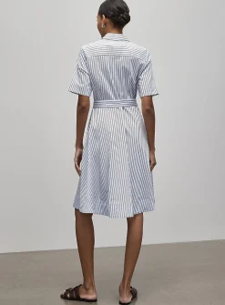 Striped polished poplin shirtdress