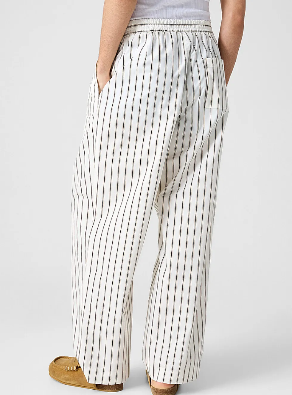 Striped poplin pyjama-style pant