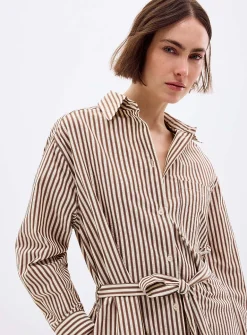 Striped seersucker shirtdress