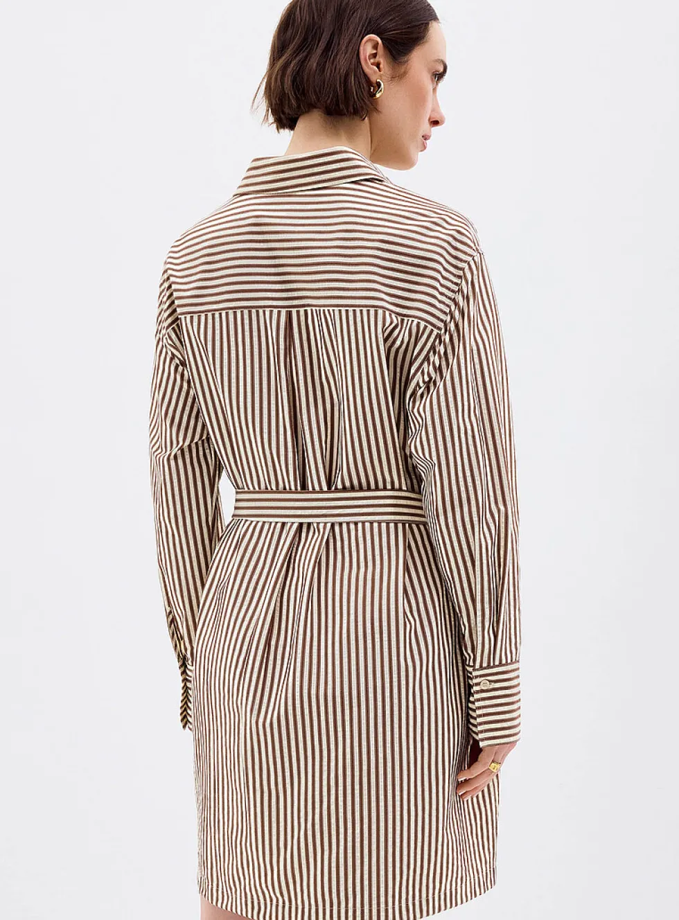 Striped seersucker shirtdress