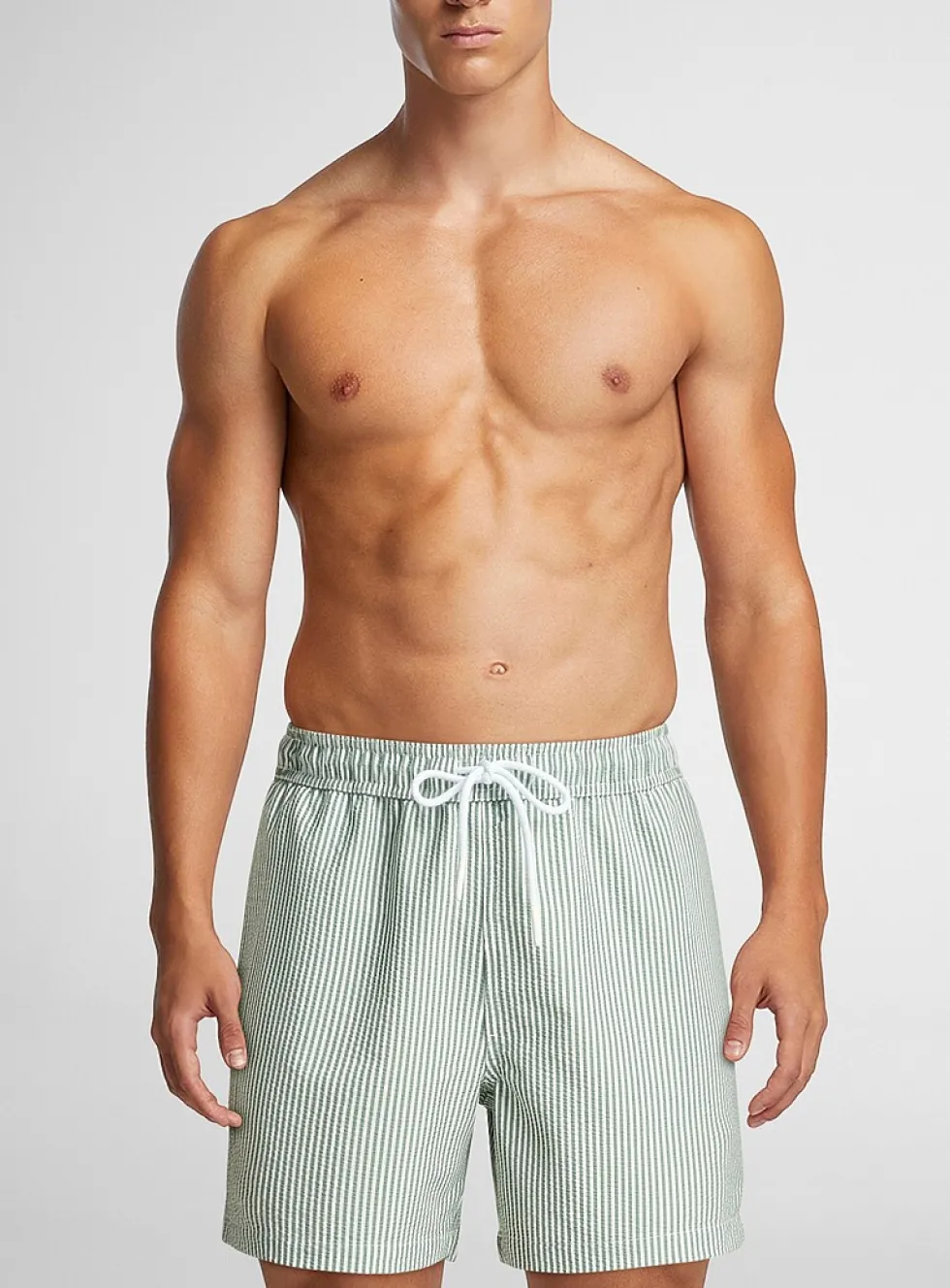 Striped seersucker swim short