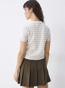 Striped short-sleeve cardigan