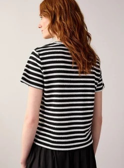 Striped textured knit sweater