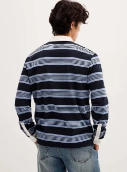 Striped-block piqué polo