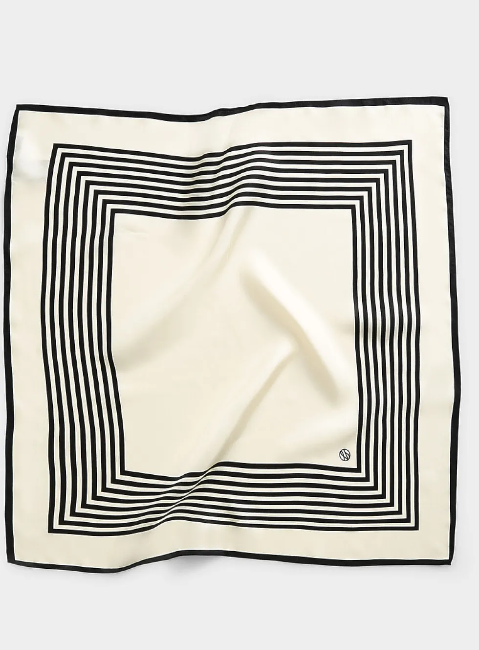 Stripped cream pure silk square scarf