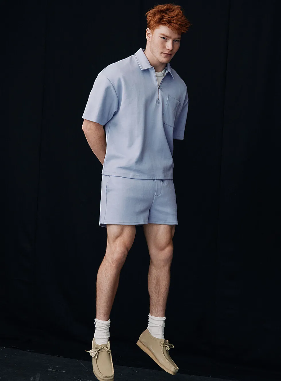 Structured jersey short
