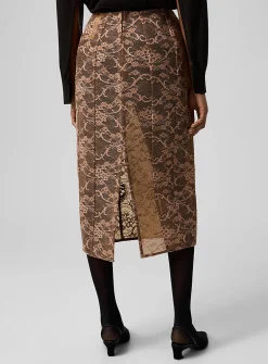 Structured lace pencil skirt