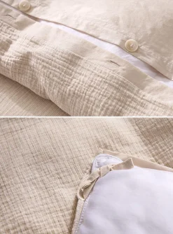 Subtle stripes organic cotton gauze duvet cover set