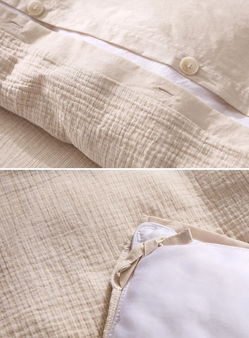 Subtle stripes organic cotton gauze duvet cover set