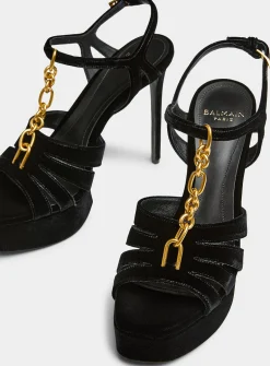 Sync velvet platform sandals
