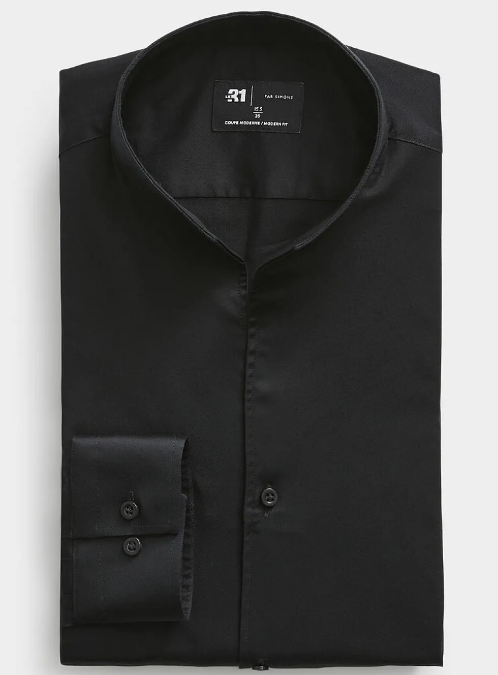 Tab-collar satiny twill shirt