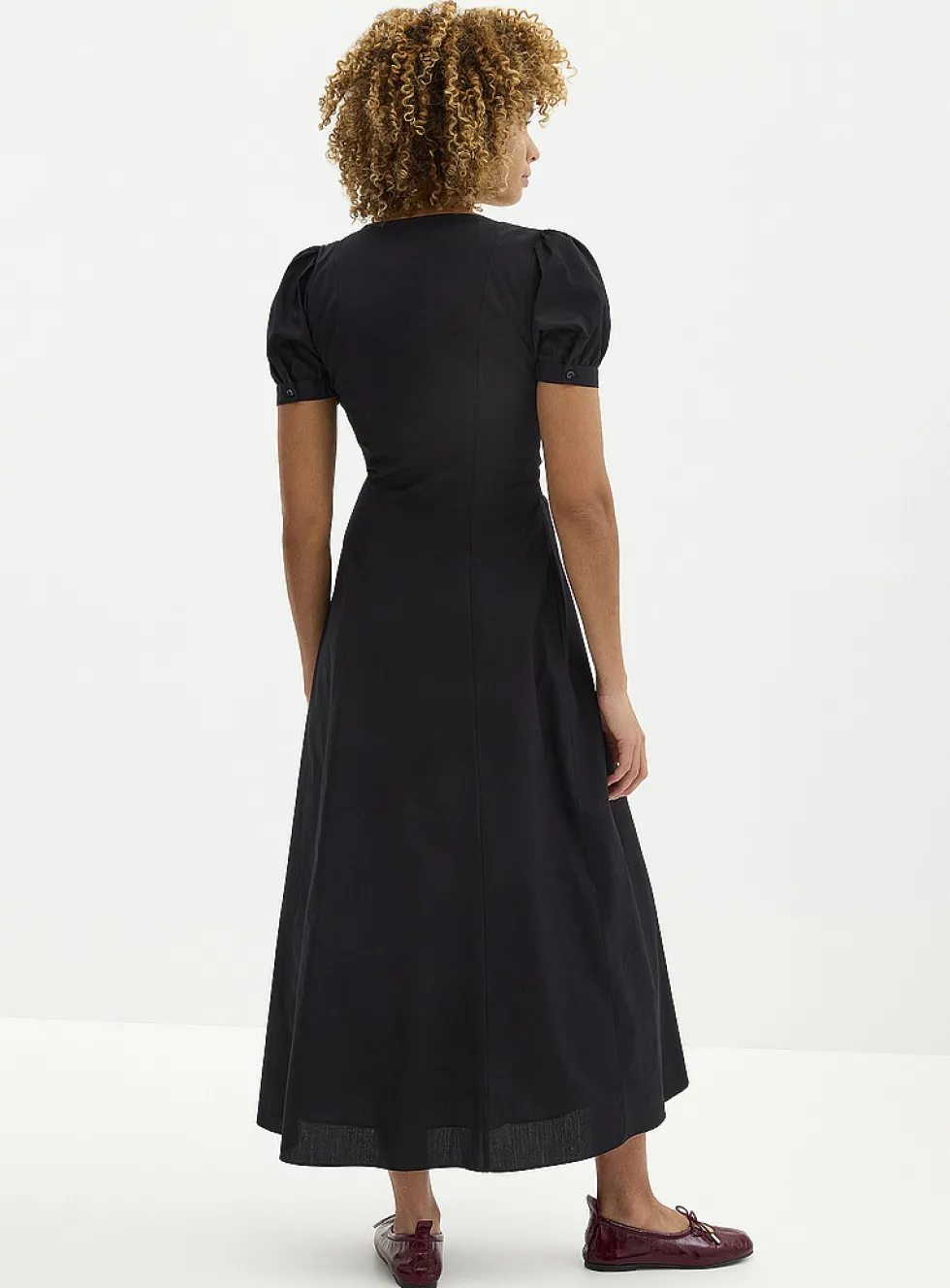Taryn long buttoned poplin dress