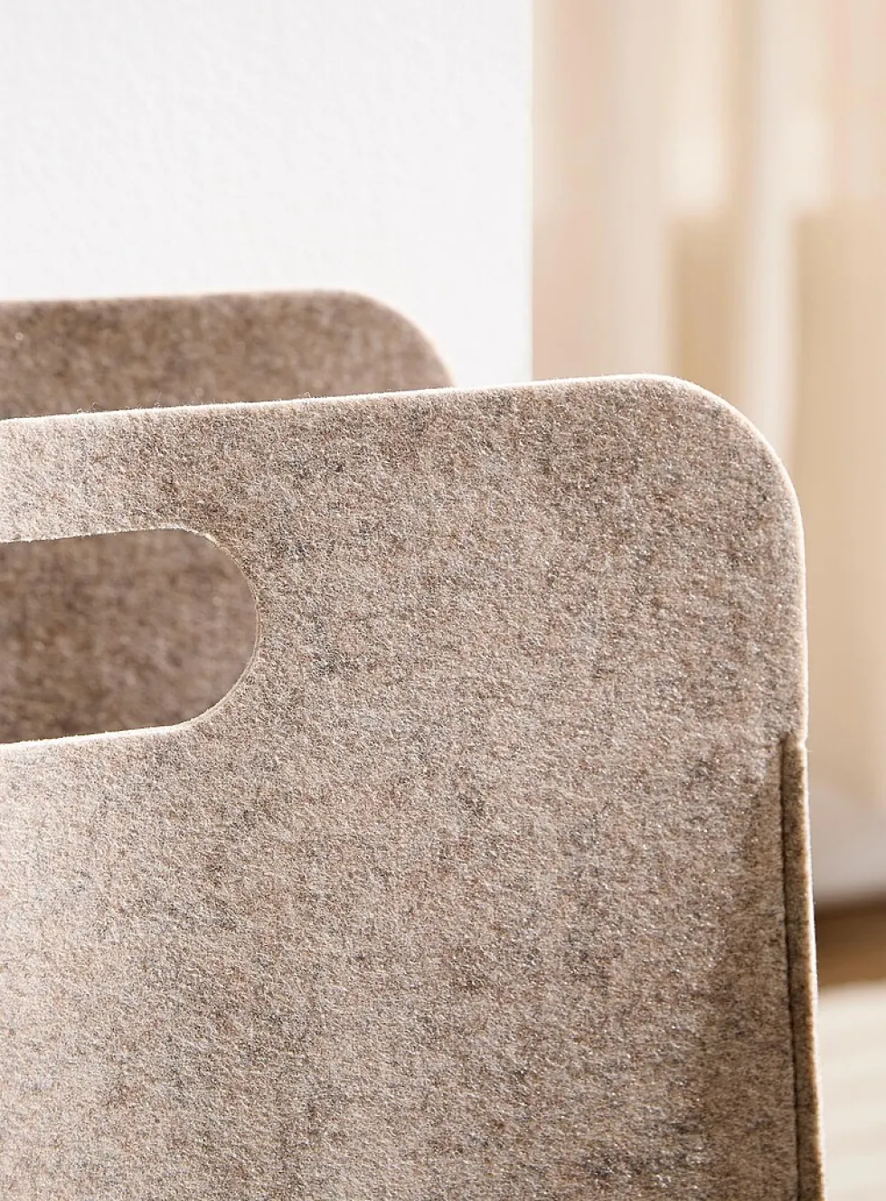 Taupe felted laundry basket