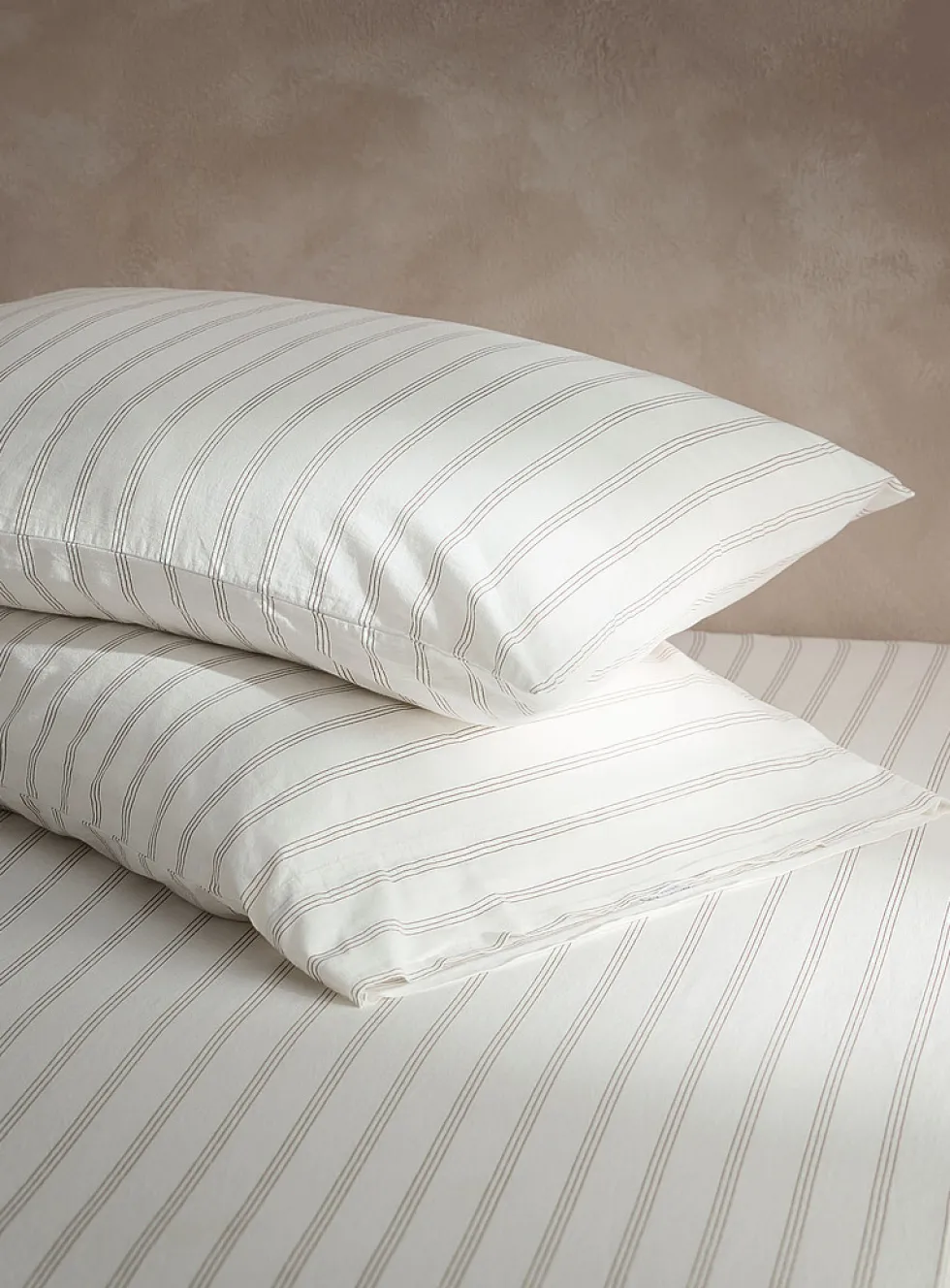 Taupe pinstripes pillowcases