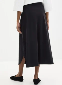 Technical fabric flared maxi skirt