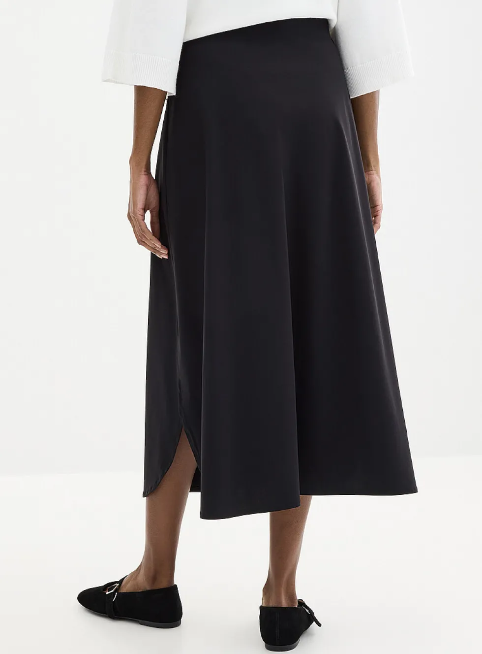 Technical fabric flared maxi skirt