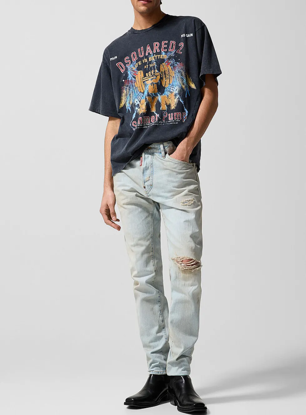 Teddy faded distressed fitted jean