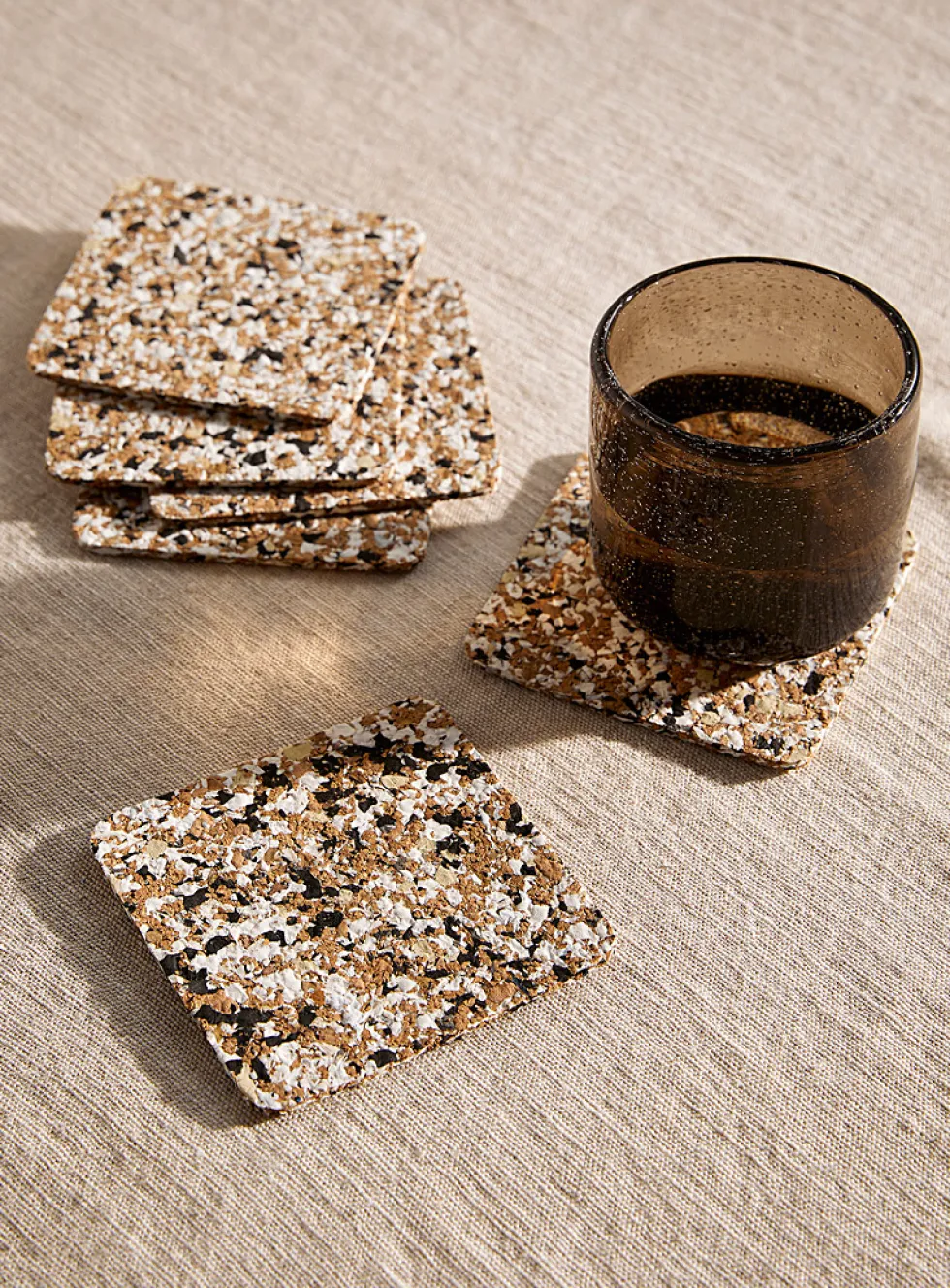 Terrazzo recycled cork coasters