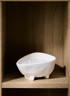 Textured ceramic two-wick candle