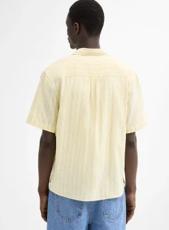 Textured double-stripe camp shirt