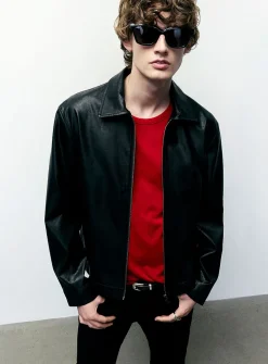 Textured faux-leather jacket