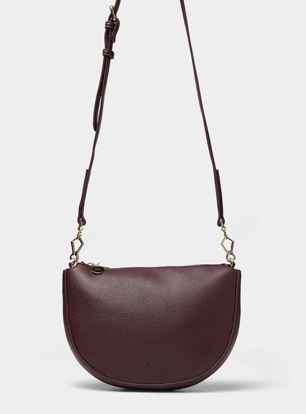 Textured half-moon crossbody bag