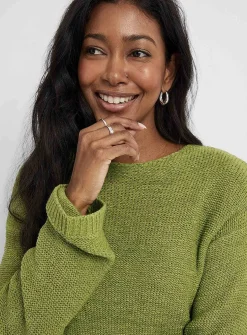 Textured knit boat-neck sweater