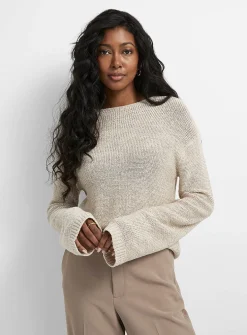 Textured knit boat-neck sweater