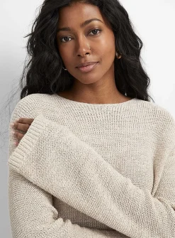 Textured knit boat-neck sweater