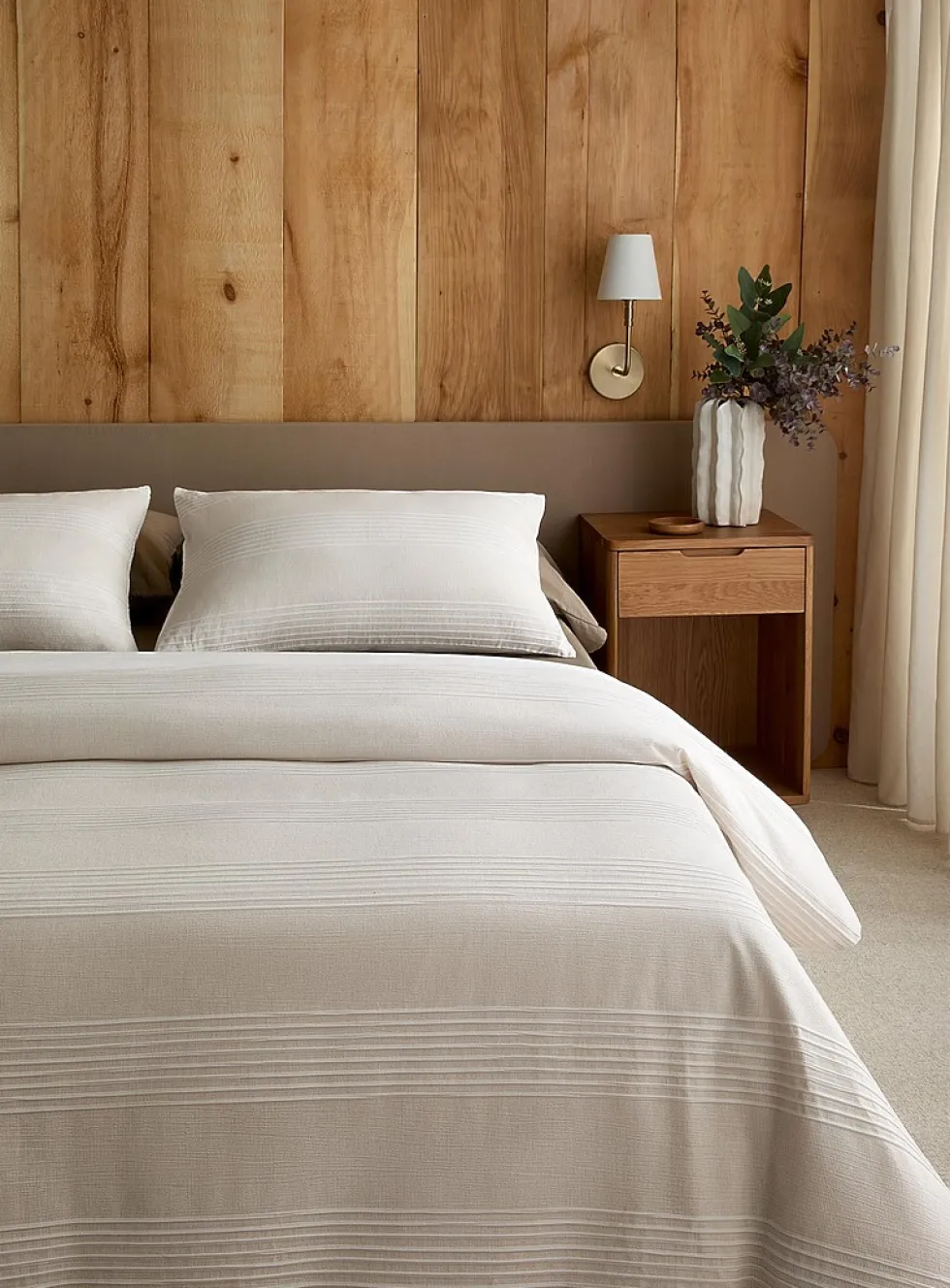 Textured striped duvet cover set