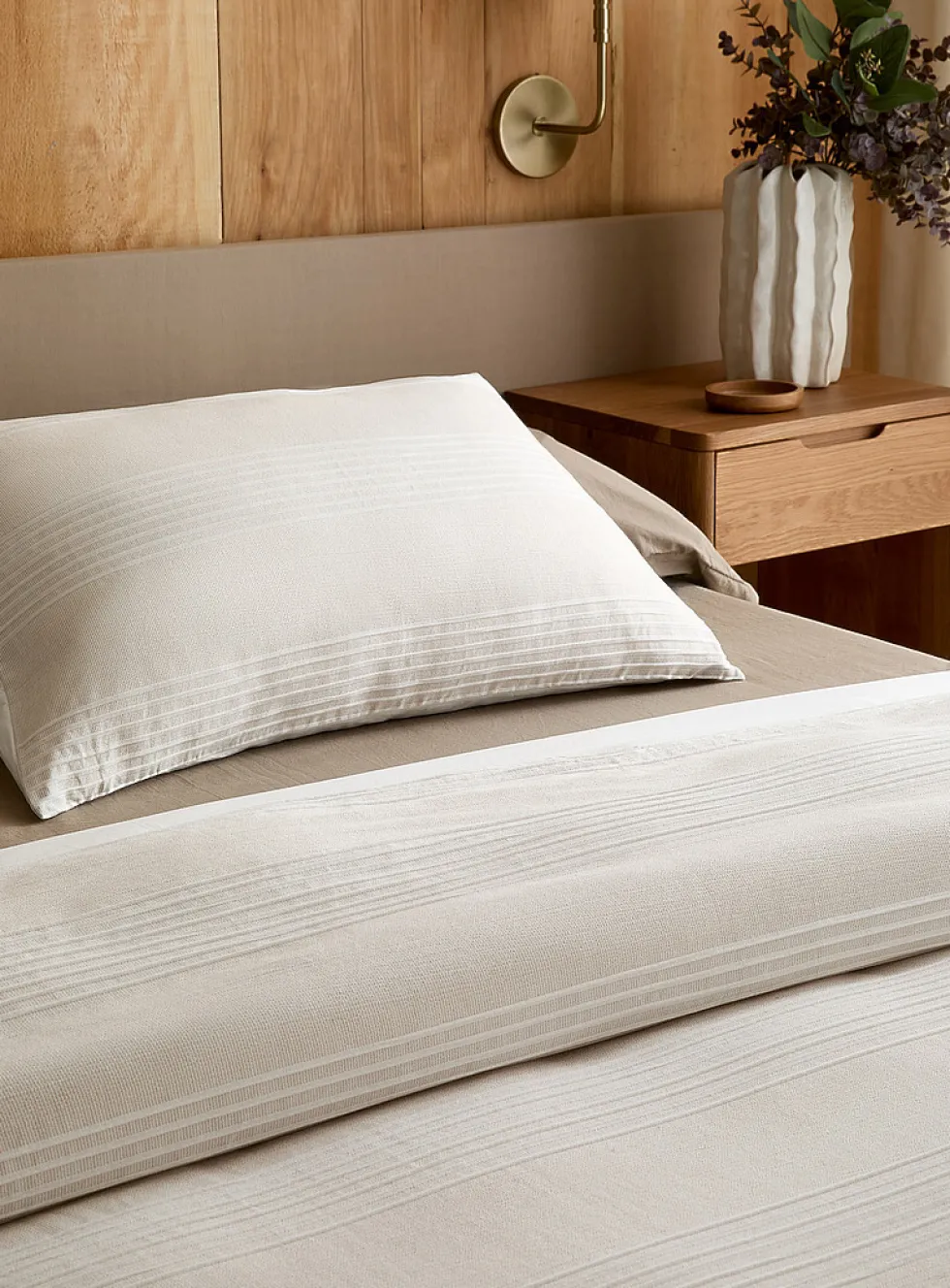 Textured striped duvet cover set