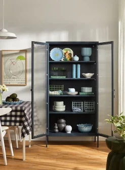The Collector glass door standing metallic cabinet