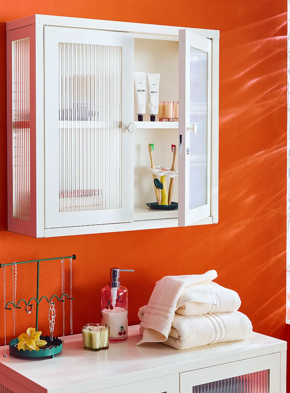 The Kit glass door metallic wall cabinet