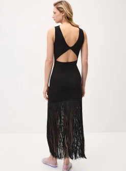 Thin fringes knit dress