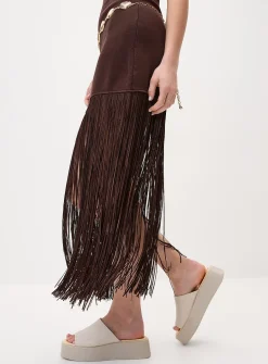 Thin fringes knit dress