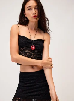 Thin strap lace cropped cami