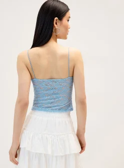Thin strap lace cropped cami